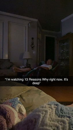 Samantha and Grandpa watching a movie